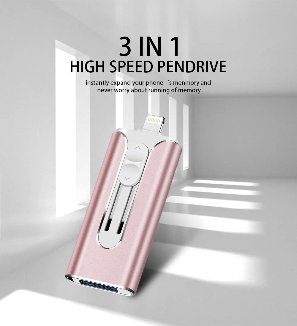 OTG USB флеш-накопитель Usb 3,0 флеш-накопитель для iPhone/iPAD/Android смартфонов/планшетов/ПК 8 ГБ 16 ГБ 32 ГБ 64 Гб 128 ГБ флешка