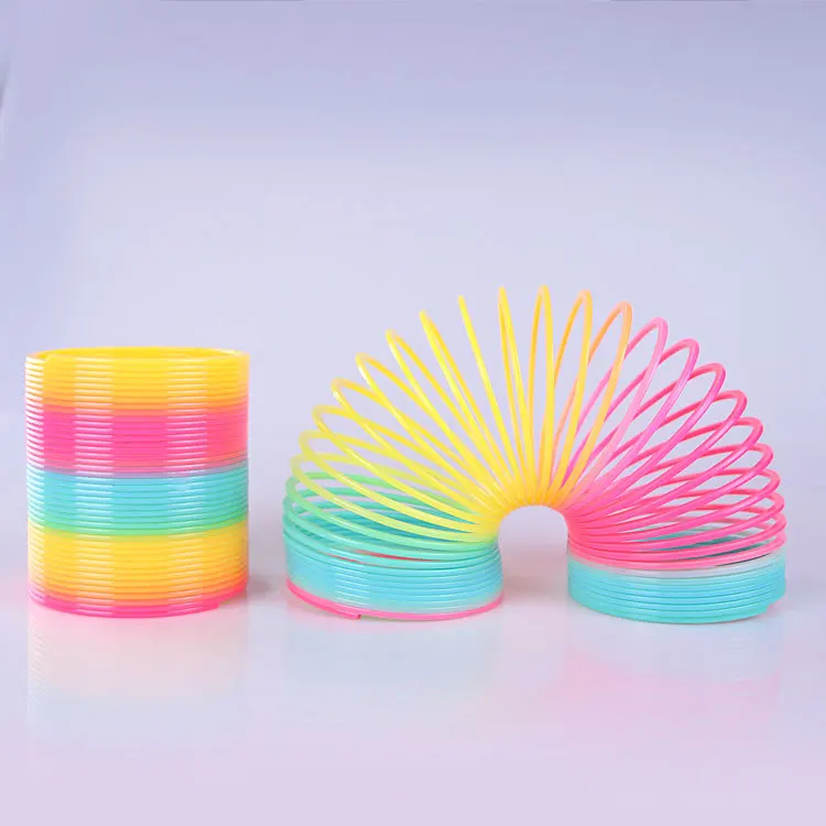Children Classic Toy Rainbow Ring Plastic Large Size Magic Coil Stall Twister Telescopic Elastic Force Circle