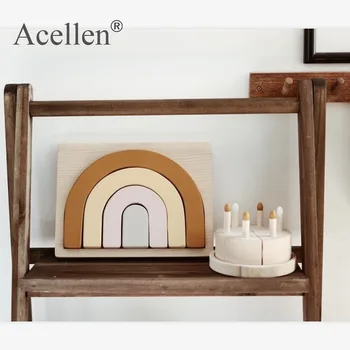 

Wooden Building Blocks Toy Handmade Nesting Wooden Rainbow Cloud Block Set Blocks Children Birthday gifts Baby educational toys