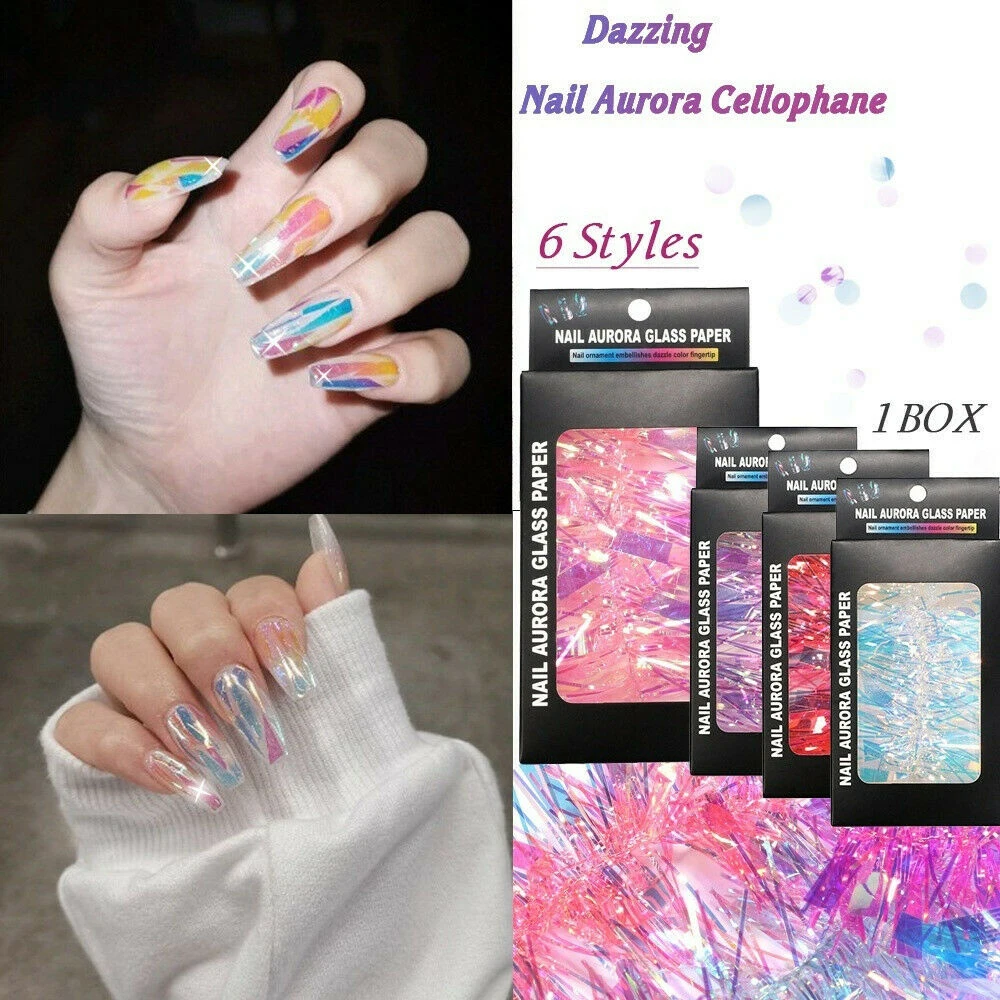 1 пакет панк переводная Фольга наклейка в стиле разбитого стекла для ногтей