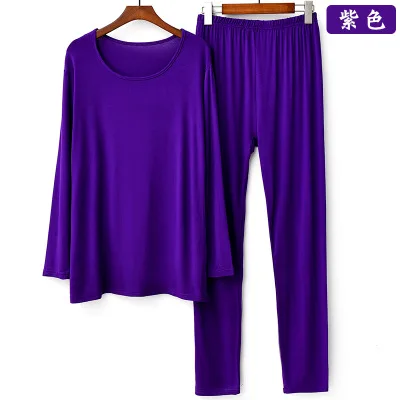 45 To 110 KG Spring Summer Pajamas Women 2022 Plus Size Modal Cotton Sleepwear Pijama Set Underwear Suit Pyjama Femme 3XL-7XL purple set