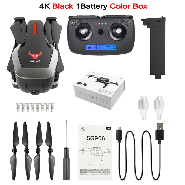 SG906 Профессиональные с GPS 5G WiFi FPV складной Дрон с камерой 4K Регулируемый Широкоугольный бесщеточный RC Квадрокоптер вертолет игрушки - Цвет: 4K 1B BOX Black