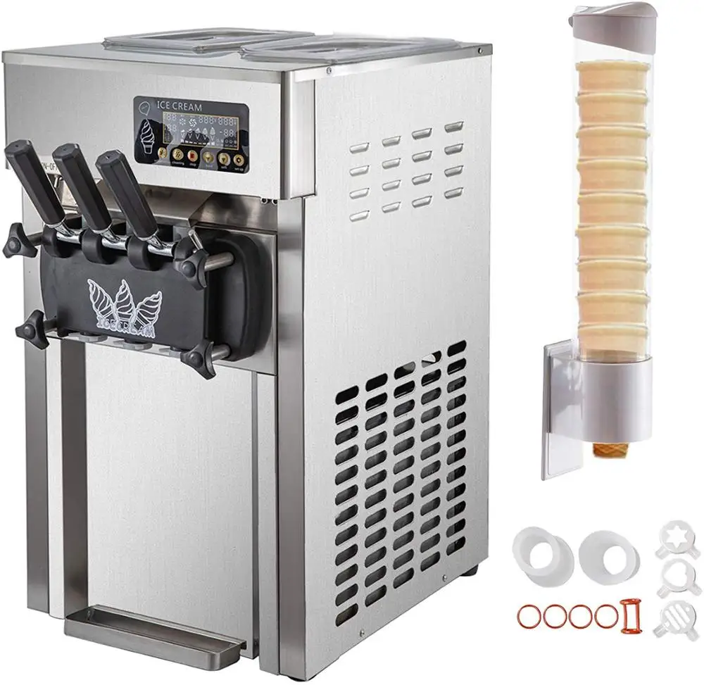 VEVOR 2200 Вт Коммерческая Машина для мягкого мороженого с 3 вкусами 5 7 4 галлонов/ч