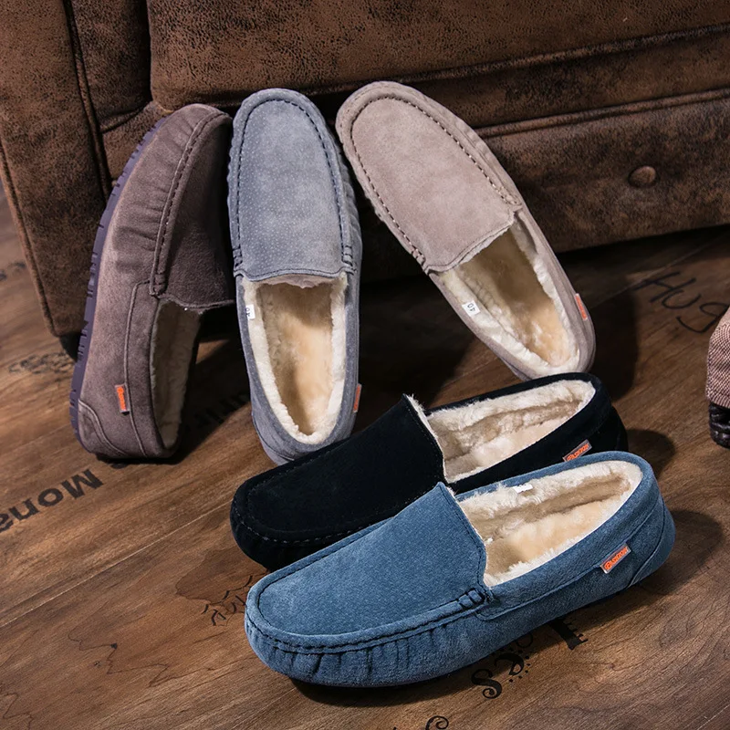 Leather Loafers Mens Casual Boat Shoes Moccasins Male Footwear Winter Flats Boots Slip on Leather Shoes Man Adult Luxury