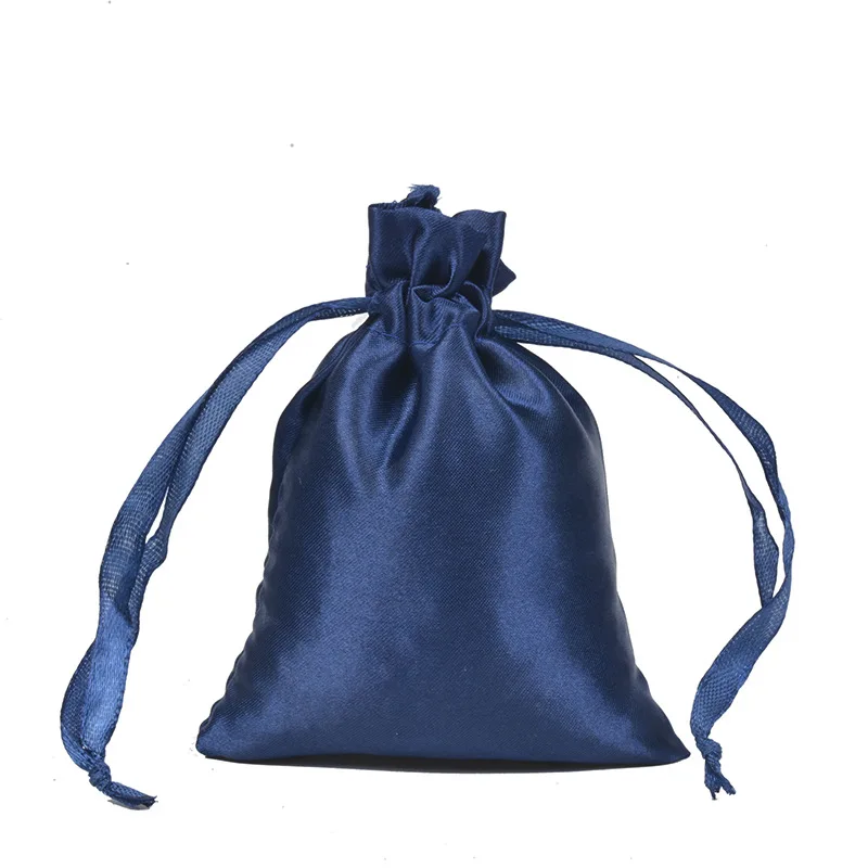 50pcs/lot 9x12cm Soft Silk White Satin Pouches Cosmetic Bead Jewelry Makeup Chirstmas Gift Packing Bags Drawstring Pouch Logo