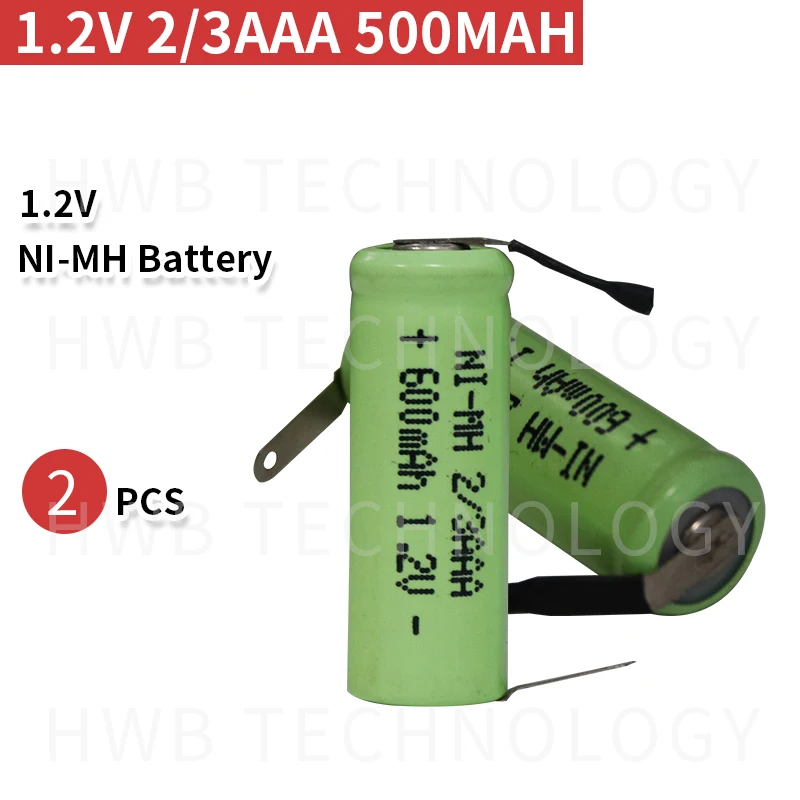 2 шт./лот KX Оригинальный Новый 1 в 2/3AAA 500 мАч Ni MH 2/3 AAA перезаряжаемая батарея с