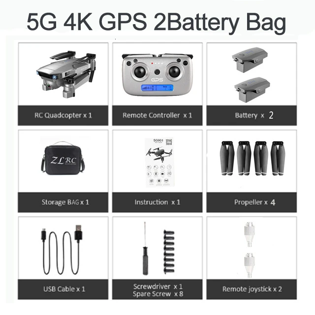 ZLRC SG907 RC gps Дрон с 5G WiFi 90 ° Электрическая регулировка 4K камера следуем за мной Квадрокоптер складной Квадрокоптер VS S167 E520S - Цвет: 5G 4K GPS 2B BAG