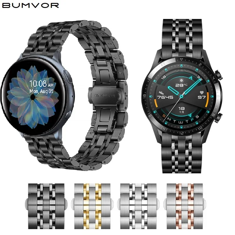 Для Samsung Galaxy Watch 42 мм 46 мм/Активный браслет из нержавеющей стали 20 22 для Gear S3/S2