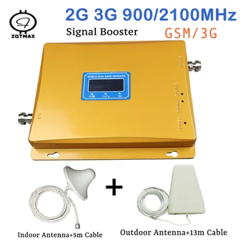 

ZQTMAX Dual band 2G 3G signal booster wcdma gsm repeater 900 2100 cell phone signal Amplifier with antenna set