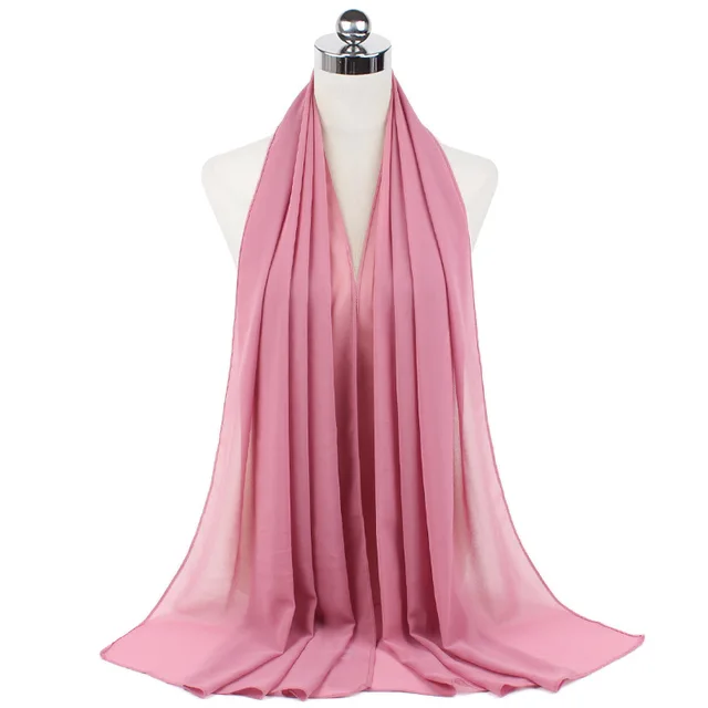 High Quality Good Stitching Stitch Plain Premium Heavy Chiffon Hijab Scarf Malaysian Women's Scarves Hijabs Long Shawl Shawls 18