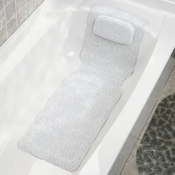 

New 125*36cm Non-slip Bath Tub Mat Suction Cup Bath Tub Pillow SPA Pillows Neck Cushion Hangable Bathroom Accessories