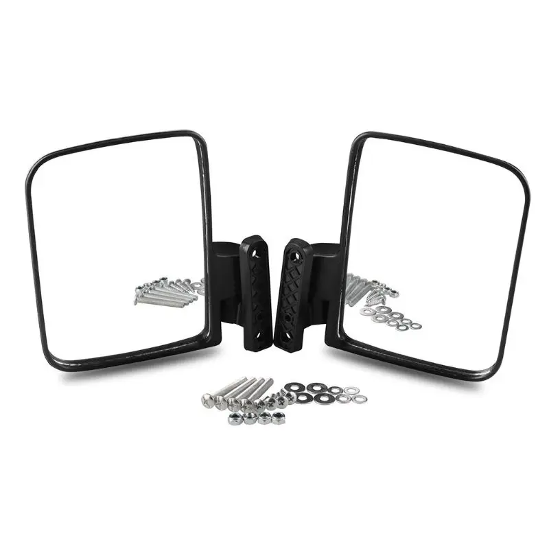

A Pair Black Universal Golf Cart Rear View Mirrors Side Border Fits Club Car
