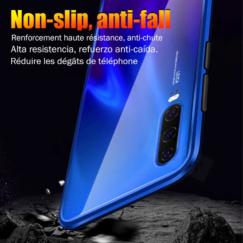 Магнитный адсорбционный металлический чехол для huawei P30 Pro P20 Lite P Smart, Задняя стеклянная крышка для mate 10 Lite 20 Pro Honor 10 Lite