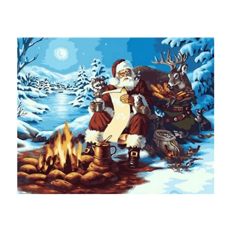 5AC102094 Decorative painting Santa Claus/Snowman/Elk Ornaments Christmas Decorations Paint for Home New Year Noel Decor Navidad - Цвет: 5AC102094