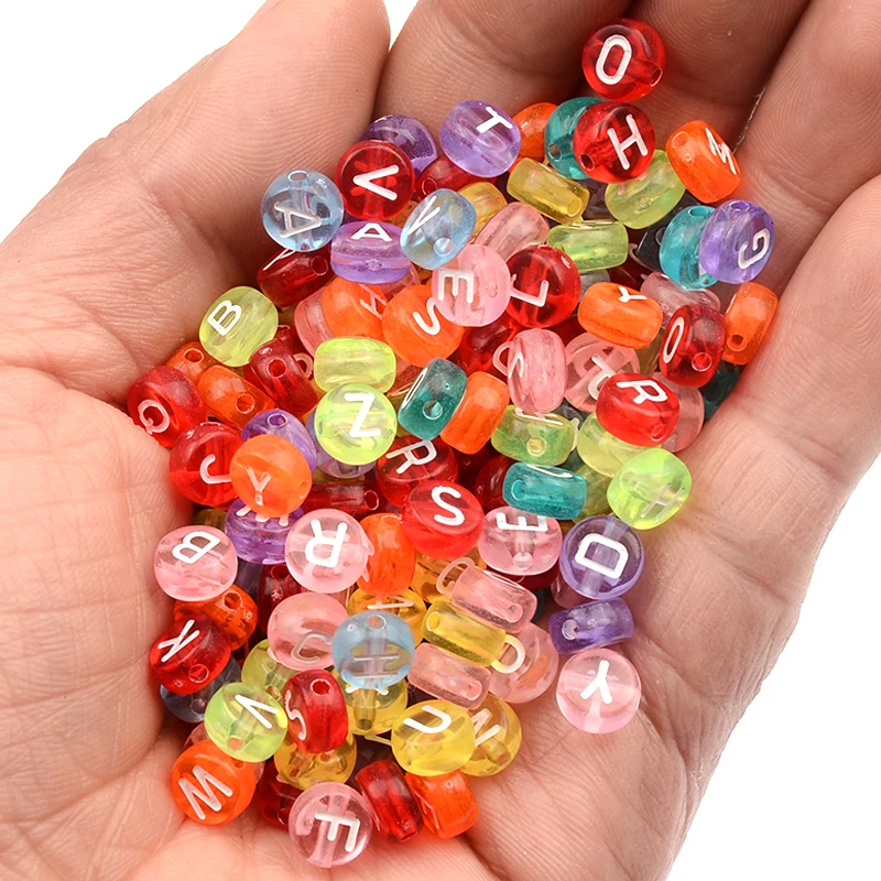 7mm Pink Mixed Letter Acrylic Beads Round Flat Alphabet Spacer Beads For  Jewelry Making Handmade Diy