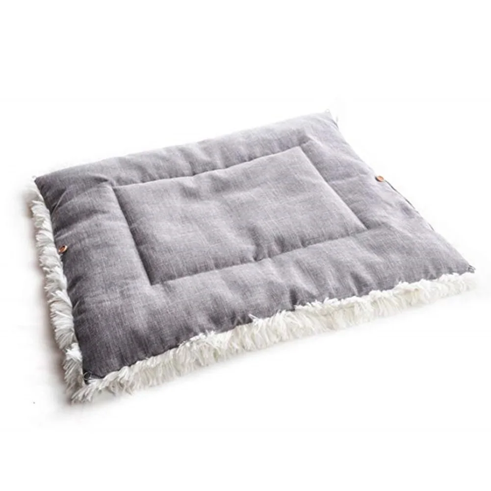 Pet Dog Soft Winter Blanket Lounger Cat Bed Square Dual-use Warm Home Long Plush Puppy Cushion Washable Sleeper Sofa Removable