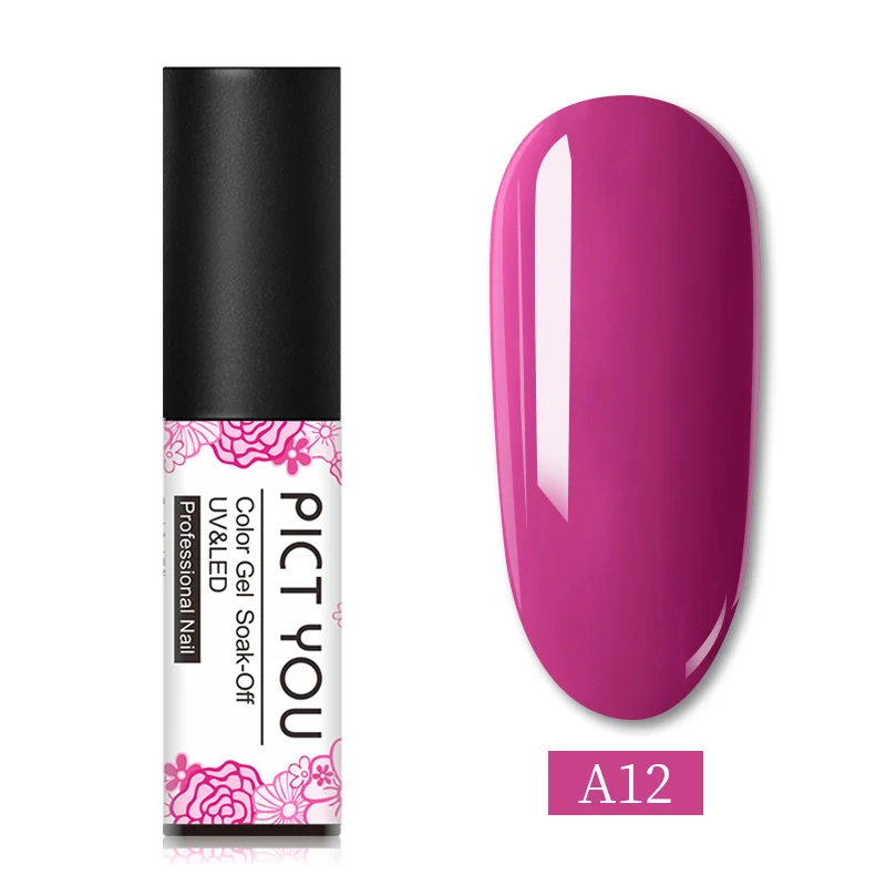 A12 PICT YOU 5ml Solid-color Gel Polish Pure One-shot Color Nail Art Gel Fashion Soak Off UV Gel Varnish - Цвет: A12