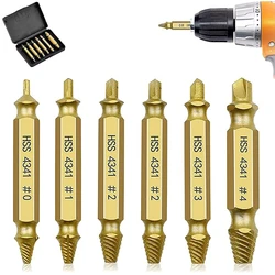 Juego de brocas para extraer tornillos dañados, herramientas de demolición, removedor de pernos rotos y pelados, fácil de sacar, 4/6 piezas