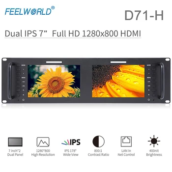 

Feelworld D71-H Monitor 7 Inch Dual IPS on Camera DSLR 3RU 1280x800 LCD Display HDMI Portable 2 Screens Broadcast Field Monitor