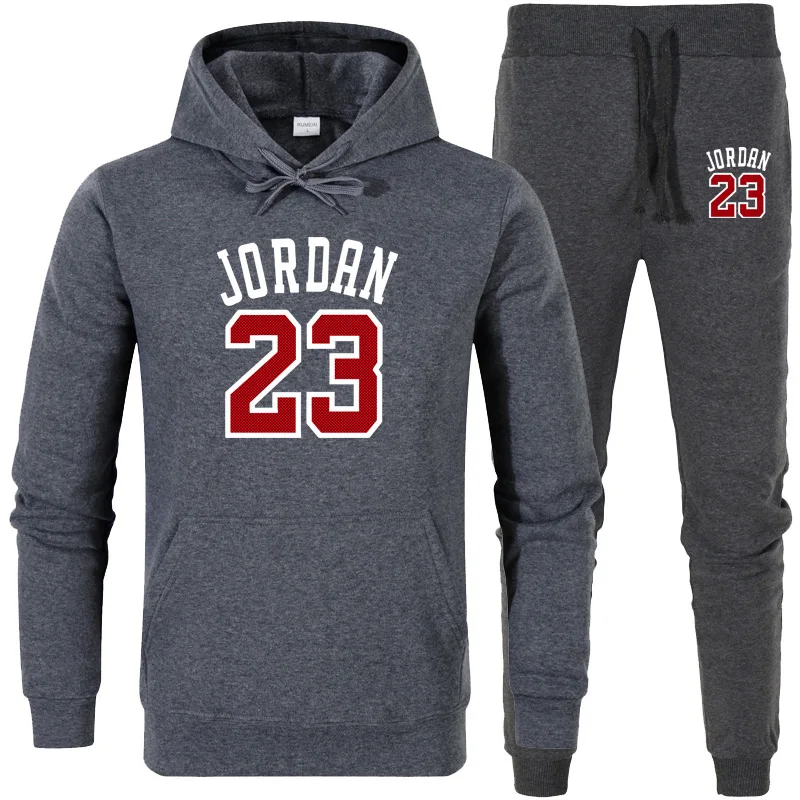

New Men Hoodies Suit Fleece Warm Jordan 23 Tracksuit Men Sweatshirt Suit Hoodie+Sweat pants Jogging Homme Hooded Tracksuit 3XL
