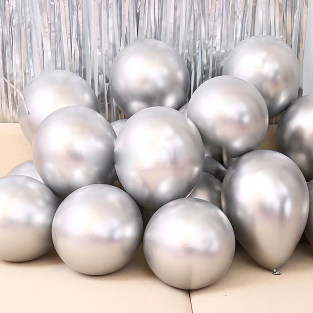 10pcs Silver 10 шт Золото Серебро 10 дюймов 1,8 г Металлические латексные шарики свадебные украшения металлический баллон из гелий день рождения принадлежности для детской вечеринки игрушки - Цвет: 10pcs Silver