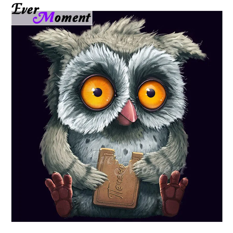 

Ever Moment Diamond Painting Owl Biscuits Artwork 5D DIY Mosaic Full Square Drill Picture Rhinestone Diamond Embroidery ASF1918