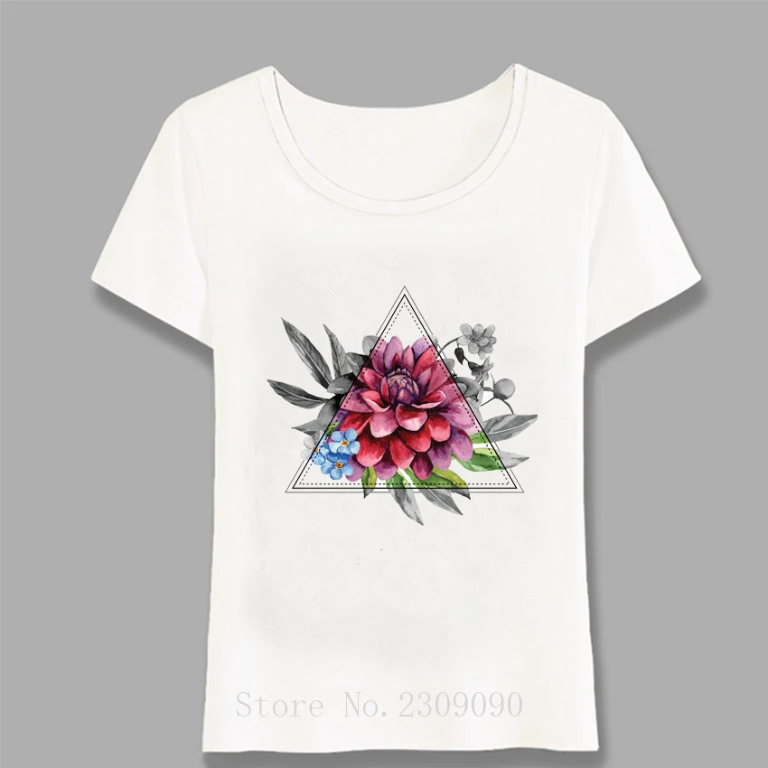 Geometric Dahlia Design T Shirt Summer Women T Shirt Simple Casual Tops Girl Cute White Tees Flowers Art Short Sleeve Harajuku T Shirts Aliexpress