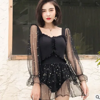 

Swimsuit 1 Piece Woman Swimwear Women One With Push Up Women's Bikini Set Long Sleeve Covering Showing Korean Animal Spandex