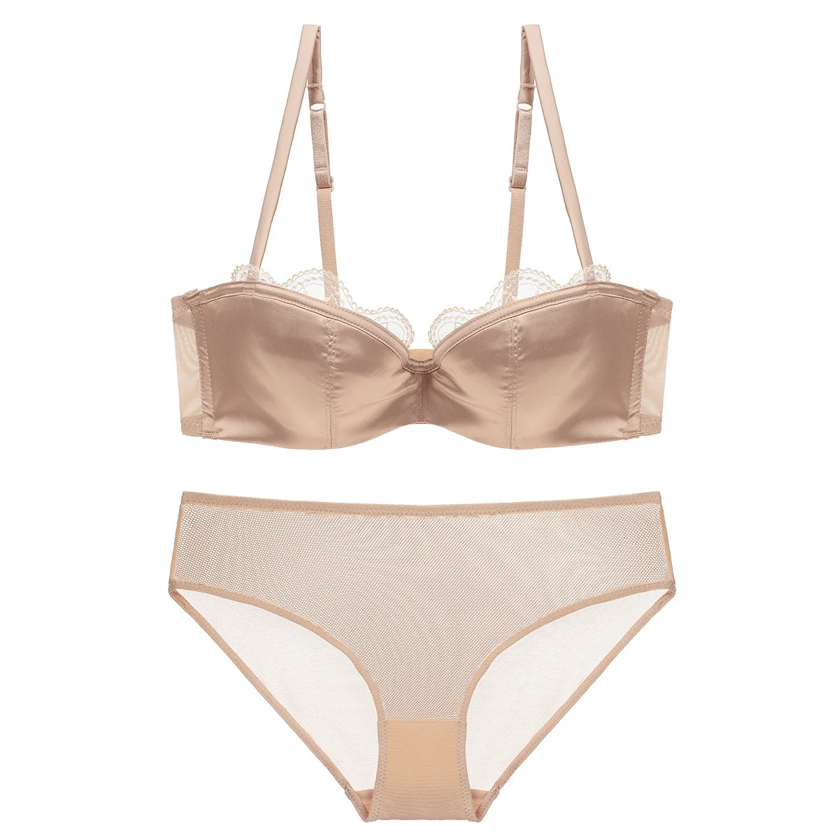 Women Lace Ingerie Set Sexy Bra Intimates Half Cup Lingerie Temptation Panty Briefs Wire Free Underwear plus size | Женская одежда