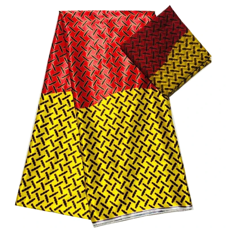 ИМИТИРОВАННАЯ шелковая ткань Золотой Африканский принт ткань нигерийская Анкара принт африканская ткань для вечернего платья Новинка
