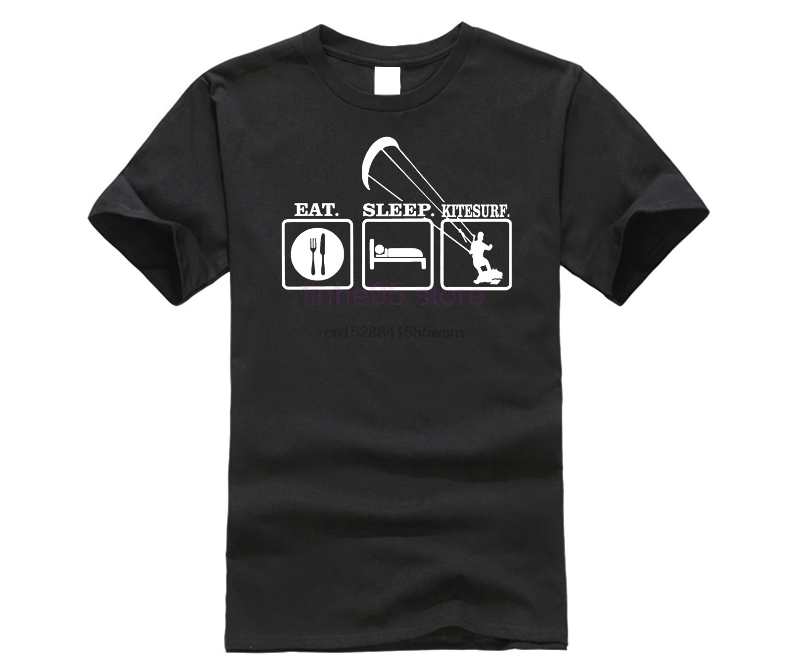 EAT SLEEP KITESURF T-SHIRT Kitesurfing Boarding Surfinger Cool Tee Funny Gift O-Neck Teenage T Shirt Harajuku | Мужская одежда