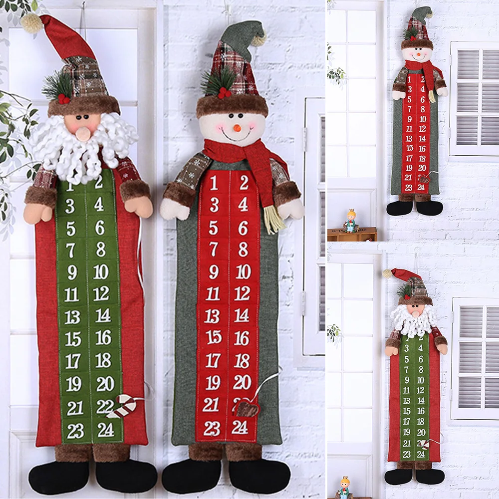 Christmas Advent Wall Calendar Xmas Santa Snowman Doll Decal Home Decor Gift Children Kid Feative Xmas Gifts