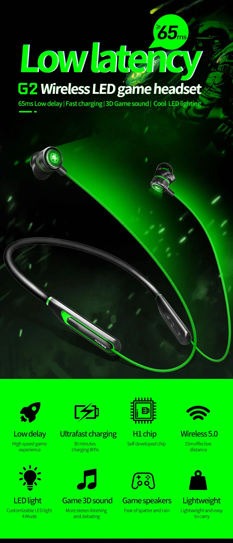 PLEXTONE G2 Gaming Headset Bluetooth in 