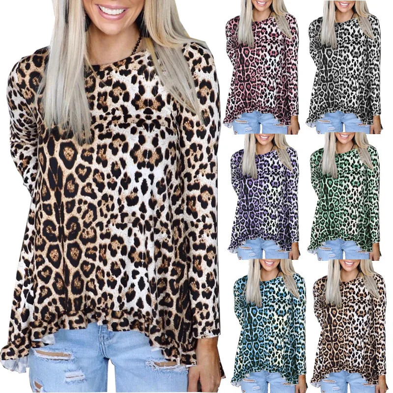 

Tops Women 2020 Leopard Print Casual O Neck Long Sleeve Plus Size New Stylish Fall 2020 Women Clothing Ropa De Invierno Mujer