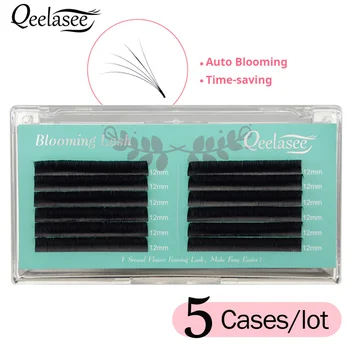 

Qeelasee 5 Trays Easy Fanning Eyelashes Blooming Auto Flowering Lashes Faux Mink Volume Eyelash Extensions Cils Self-fanning