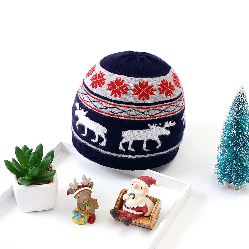 

Baby Boy Girl Christmas Elk Warm Hat Child Crochet Wool Knit Cap Newborn Solids Cap Hat Winter Kids Hat Enfant Christmas gift