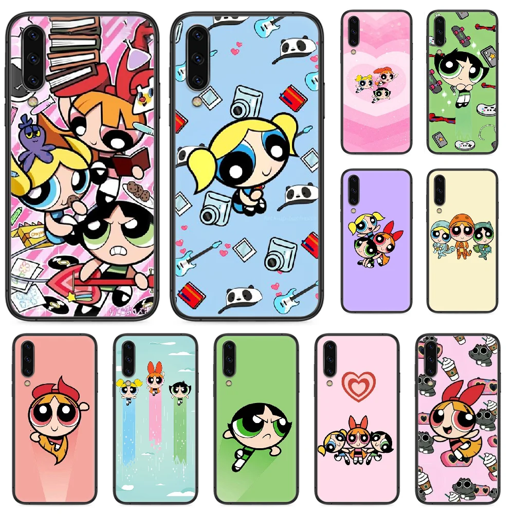 Милый чехол для телефона PowerPuff Girls Anime Samsung Galaxy A 5 10 20 3 30 40 50 51 7 70 71 E S 4G 16 17 18 черный