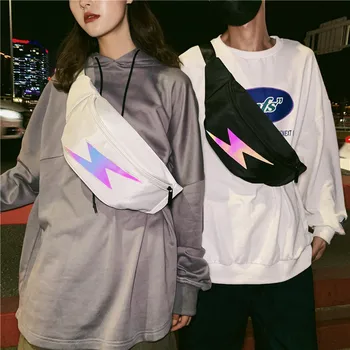 

Personalized Lightning Reflective Shoulder Bag Fashion Oxford Cloth Cross Bag Pure Color Simple Small Square Bag MobilePhone Bag