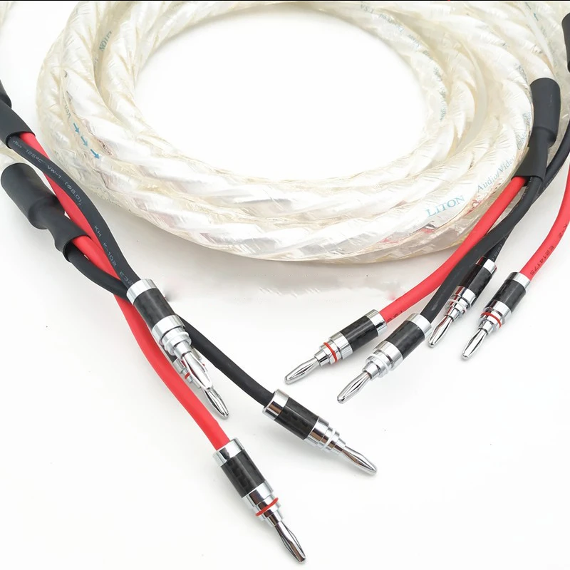 Hi-End hifi Audio Banana Plug AMP Speaker Cable 2 to Connector Amplifier CD DVD Player | Электроника