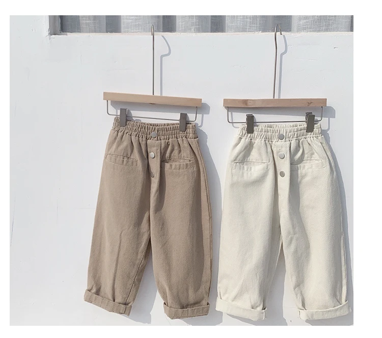 Весенняя одежда 2020 новая детская хлопковые джинсы с широкими штанинами для