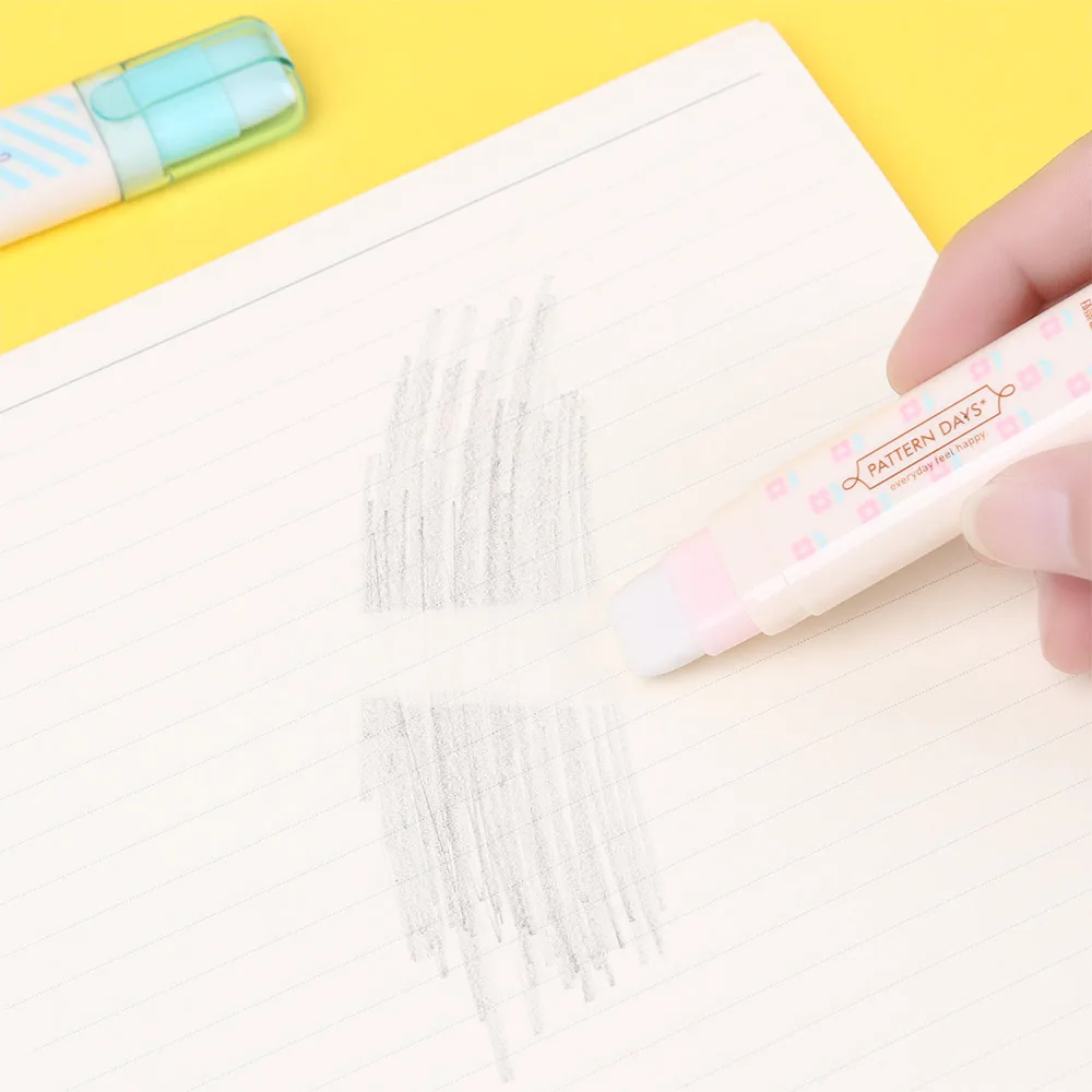 1pc Heart Flower Rubber Erasers Stripe Pencil Eraser For Kids Gift Stationery Student Eraser Correction Supplies Send Random
