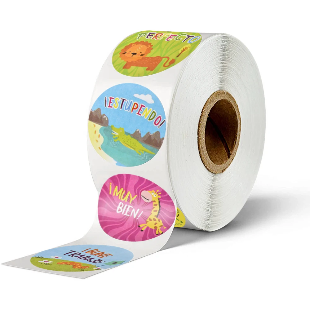 Reward-Sticker for Kids Gift-Box Decor 1inch 500pcs-Per-Roll Animals-Seal-Labels Encourage