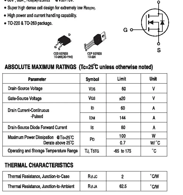 100% новый и оригинальный CEP6060R 60A60V 220 CEP6060N|Запасные части| |