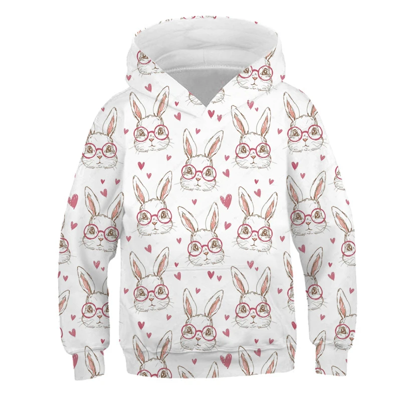 hoodies for a boy 3-14Y Girls Clothes White Rabbit 3d Hoodie Autumn Children's Long-sleeved Loose Oversized Sports Hooded Kids Casual Sweater Tops best hoodie for boy