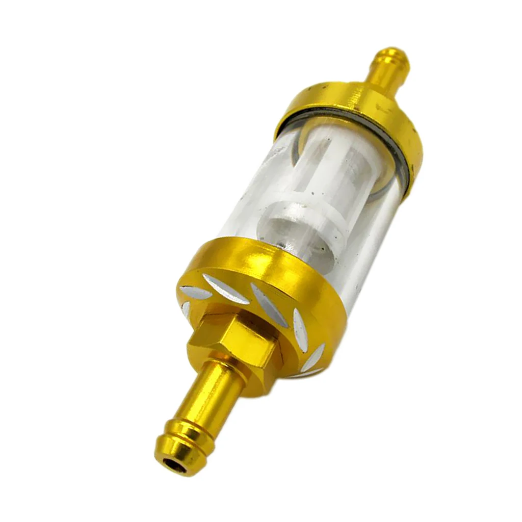 Universal Motorcycle Engine Inline 8mm Fuel Gas Filter 5/16 inch (Gold)