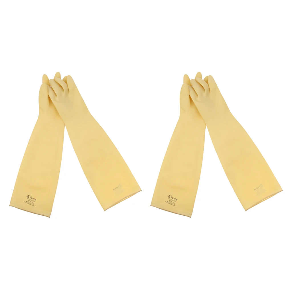 2 пары промышленные резиновые перчатки из латекса 60 см защитные рабочие х/б перчатки противокислотные щелочные перчатки