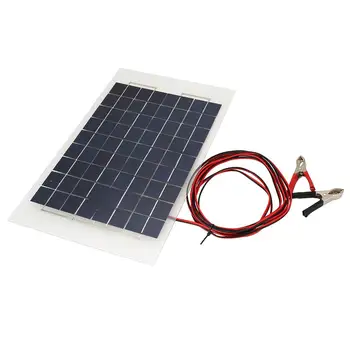 

18V 10W Solar Charger Panel External Battery for Car W/Crocodile Clips