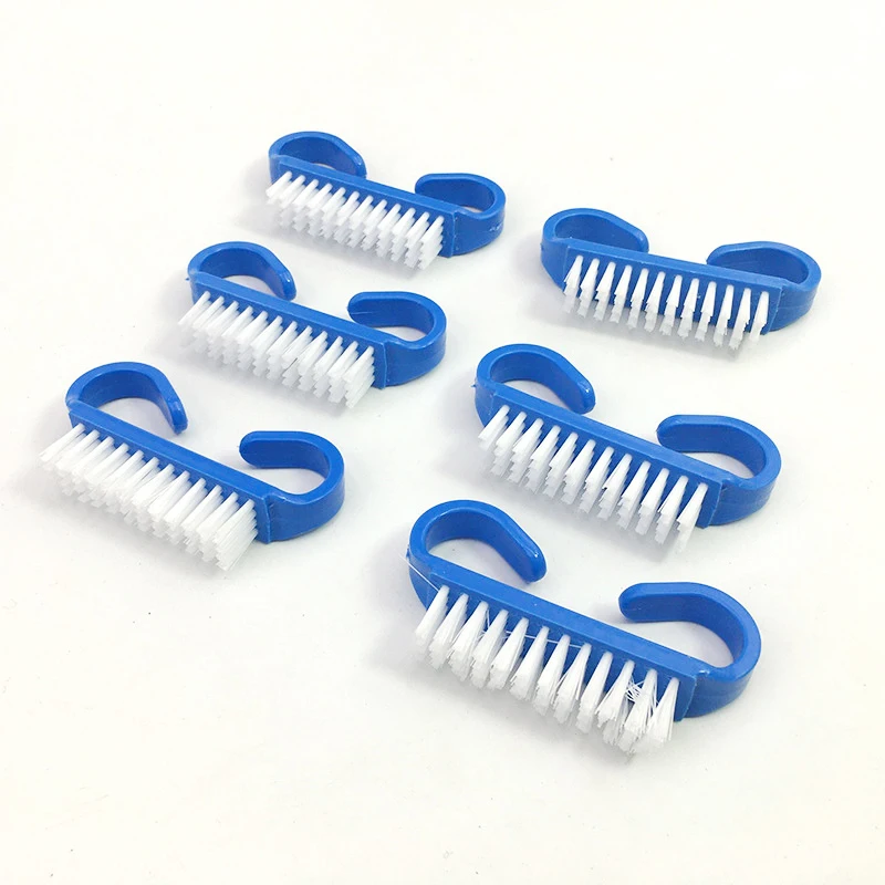 Escova de Limpeza do Unha Cuidados com as Unhas Lidar com Esfregando Azul Dedo Poeira Limpo Escova Ferramenta Arquivo Manicure Pedicure Acessório 100 Pçs 6 prego dedo cuidados com as unhas poeira