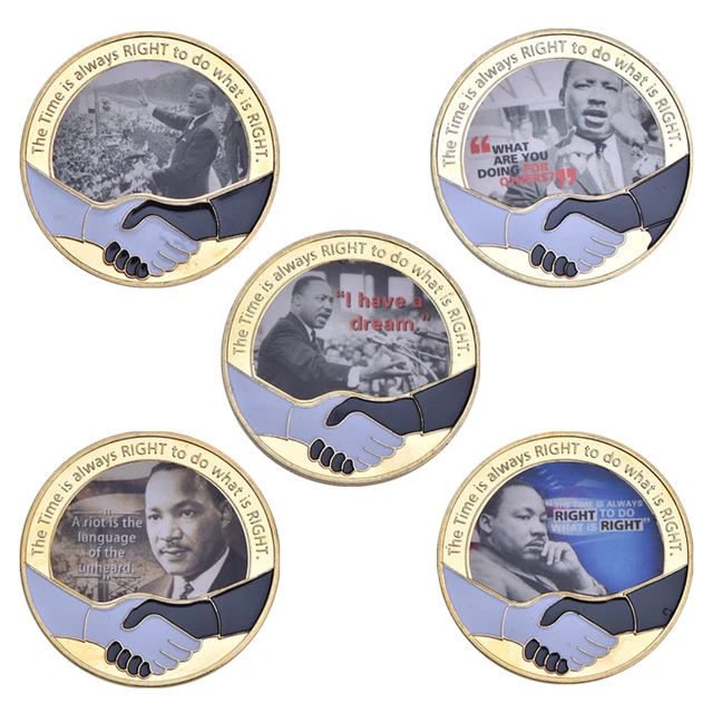 Martin Luther King Gold Plated Commemorative Coins Set with Holder Challenge Coin Original Medal Souvenir Gift for Collection 2
