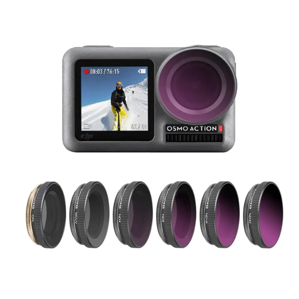 Фильтр объектива камеры Sunnylife для DJI OSMO Action Sport camera Регулируемый ND/PL ND4 8 16 32 UV CPL фильтр объектива Фильтры для дайвинга комплект